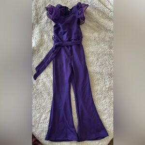 New SHEIN Ruffled Purple Kids Jumpsuit Size 9